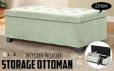La Bella 102cm Light Green Storage Ottoman Stool Fabric